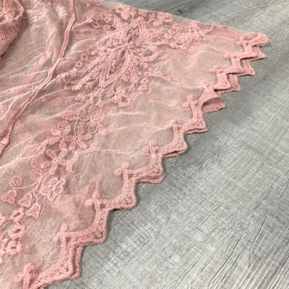 3/$25 Pink Lace Batwing Cardigan Epaulette Shawl - Picture 4 of 10